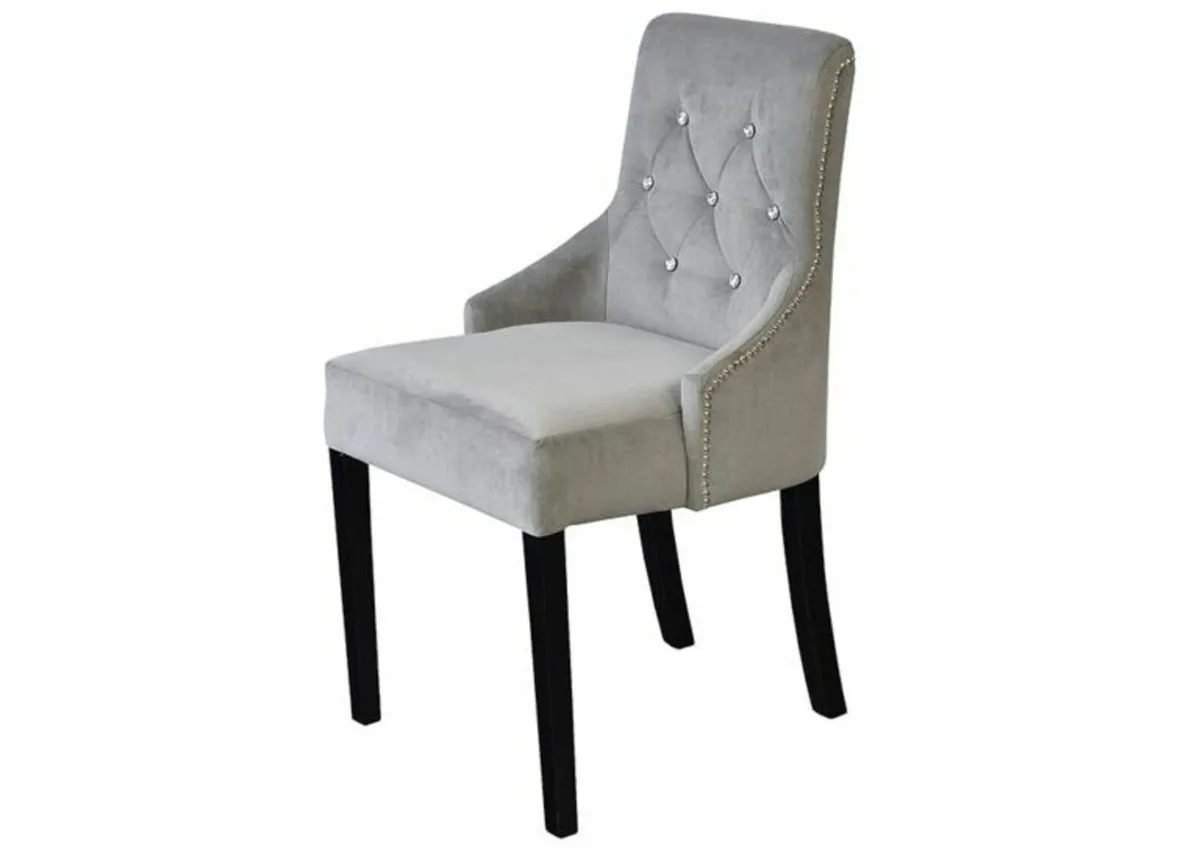 Glam Button‑Back Dining Chair with Crystal Tufting - Image 1