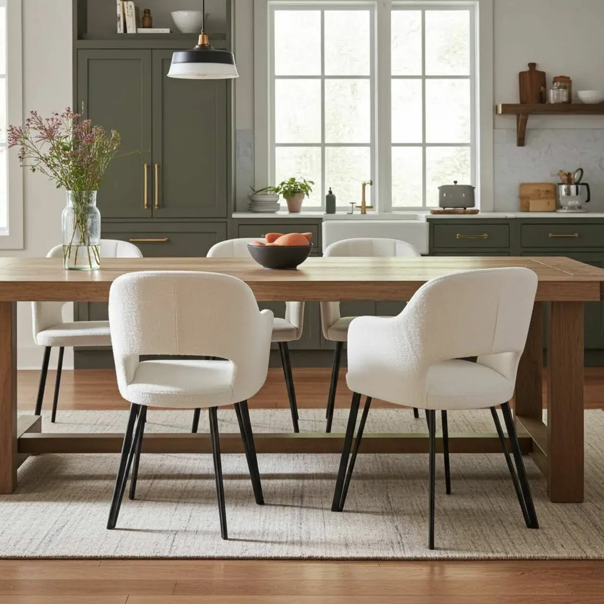 Luna Modern Bouclé Armchair with Cut-Out Backrest - Image 2