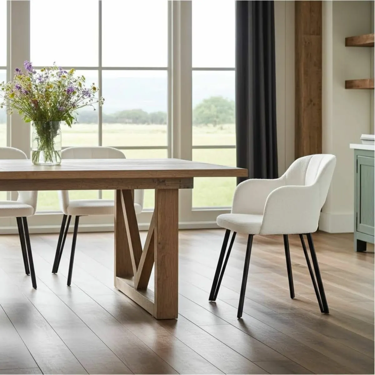 Luna Modern Bouclé Armchair with Cut-Out Backrest - Image 3