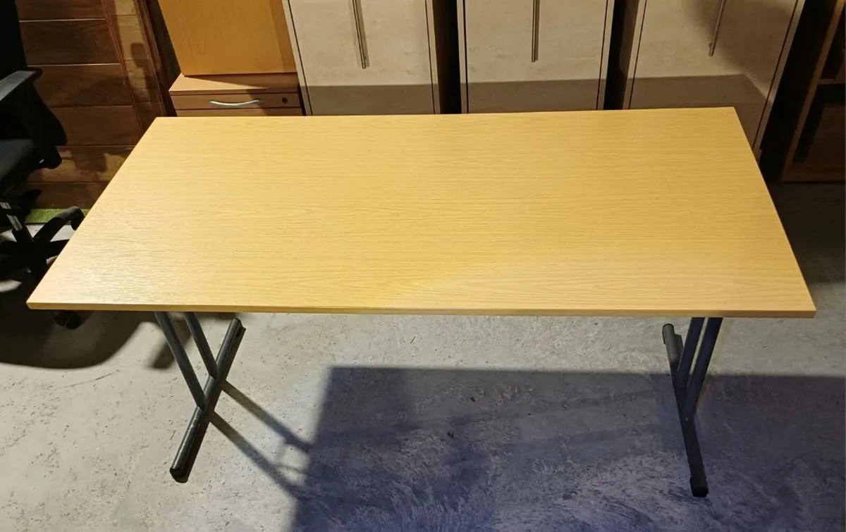 Foldable Steel Framed Wooden Desk - Image 1