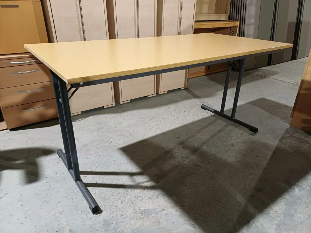 Foldable Steel Framed Wooden Desk - Image 2