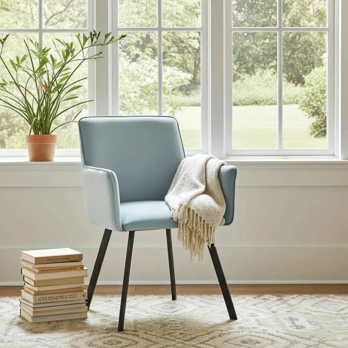 Modern Velvet Dining Armchair - Image 1