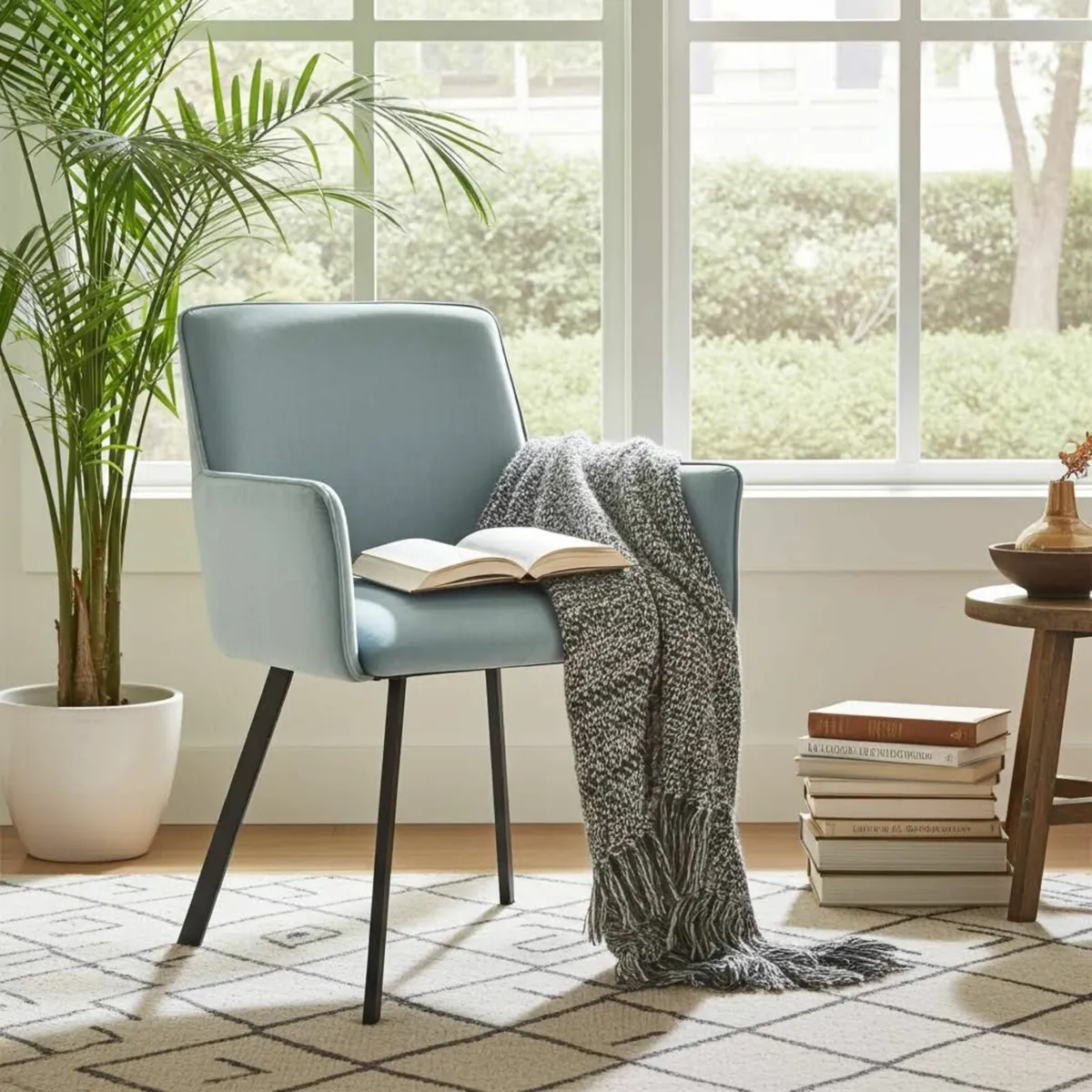 Modern Velvet Dining Armchair - Image 2