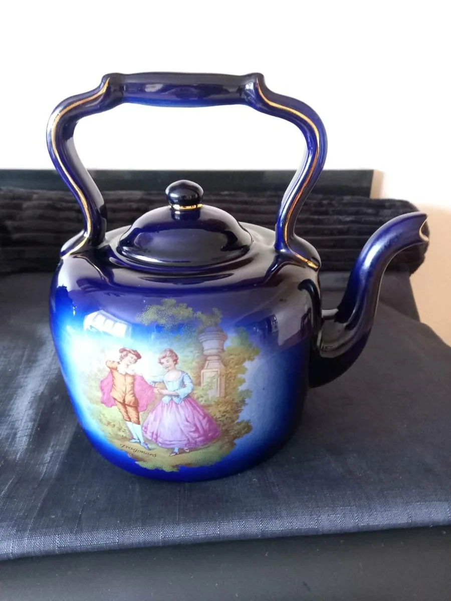 Cobalt Blue Pottery Kettle - Image 1