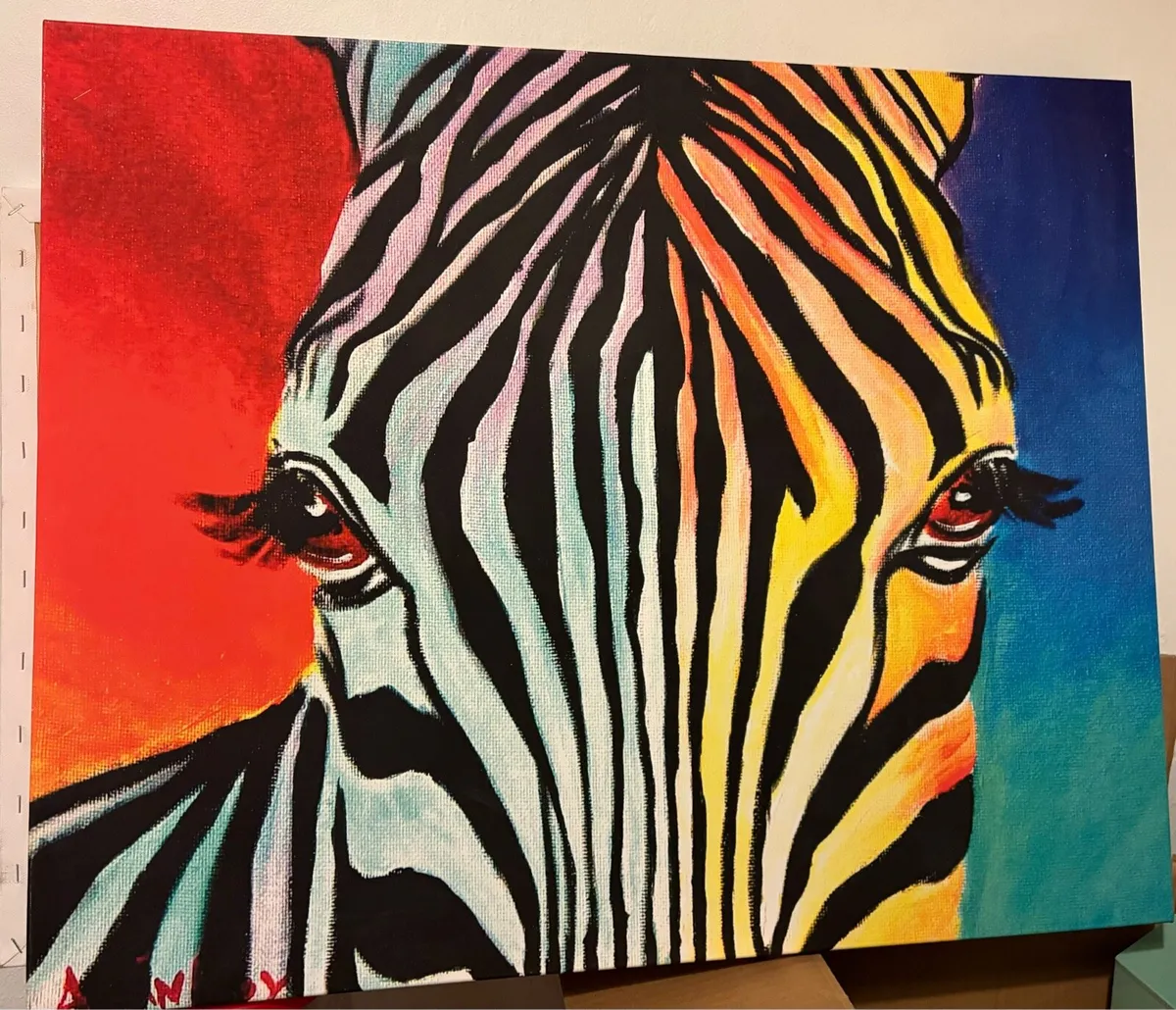 Vibrant Zebra Canvas Painting 🖼️