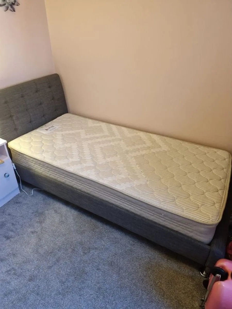 single bed with headboard and mattress - Image 1