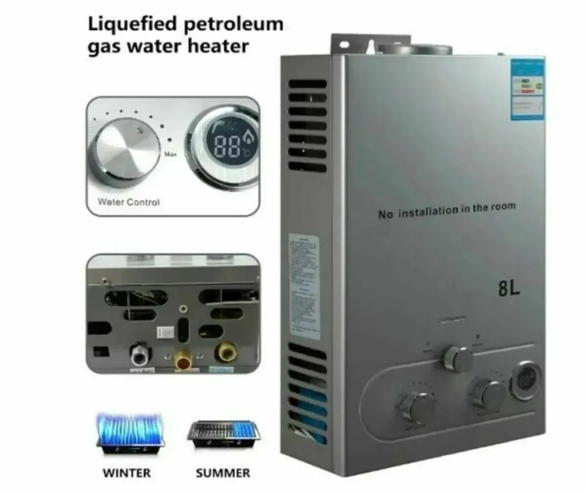 Tankless 8L Propane Gas Water Heater Campervan - Image 1