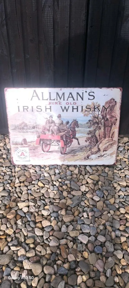Large  allmans whiskey metal sign