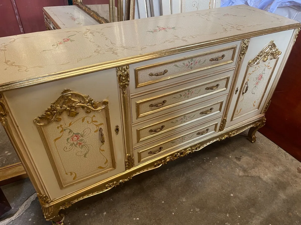Hand painted gilt and cream sideboard - Image 1