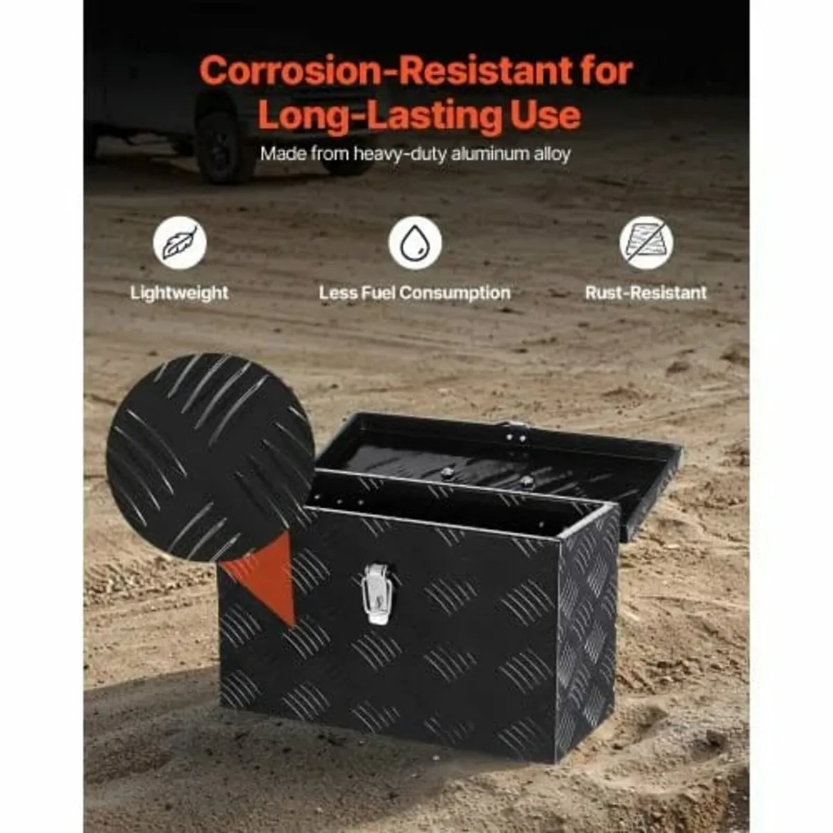 Heavy Duty Aluminum Truck Bed Tool Box, Stripes Pl - Image 3