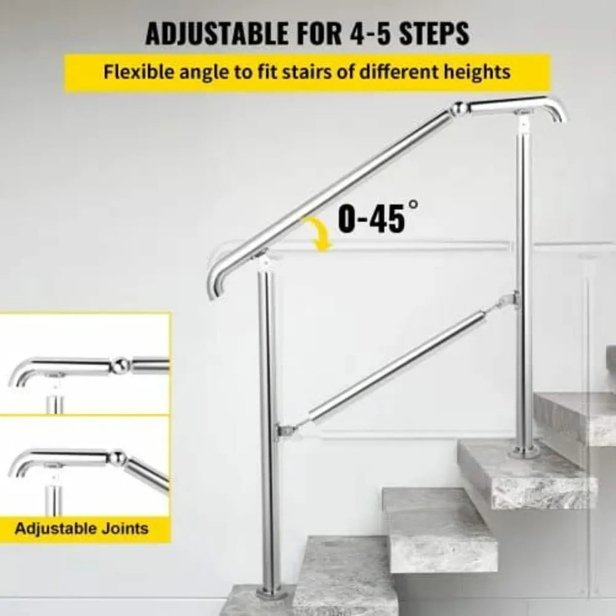 5 Step Railing Stainless Steel Transitional Handra - Image 2