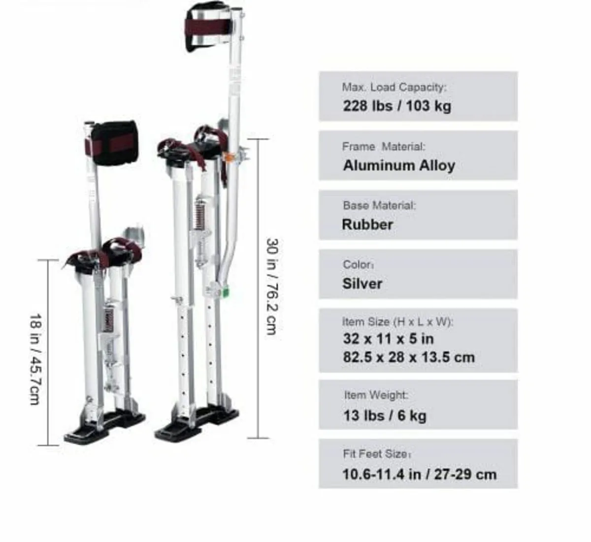 Drywall Stilts, 46 cm-76 cm Adjustable Aluminum To - Image 3