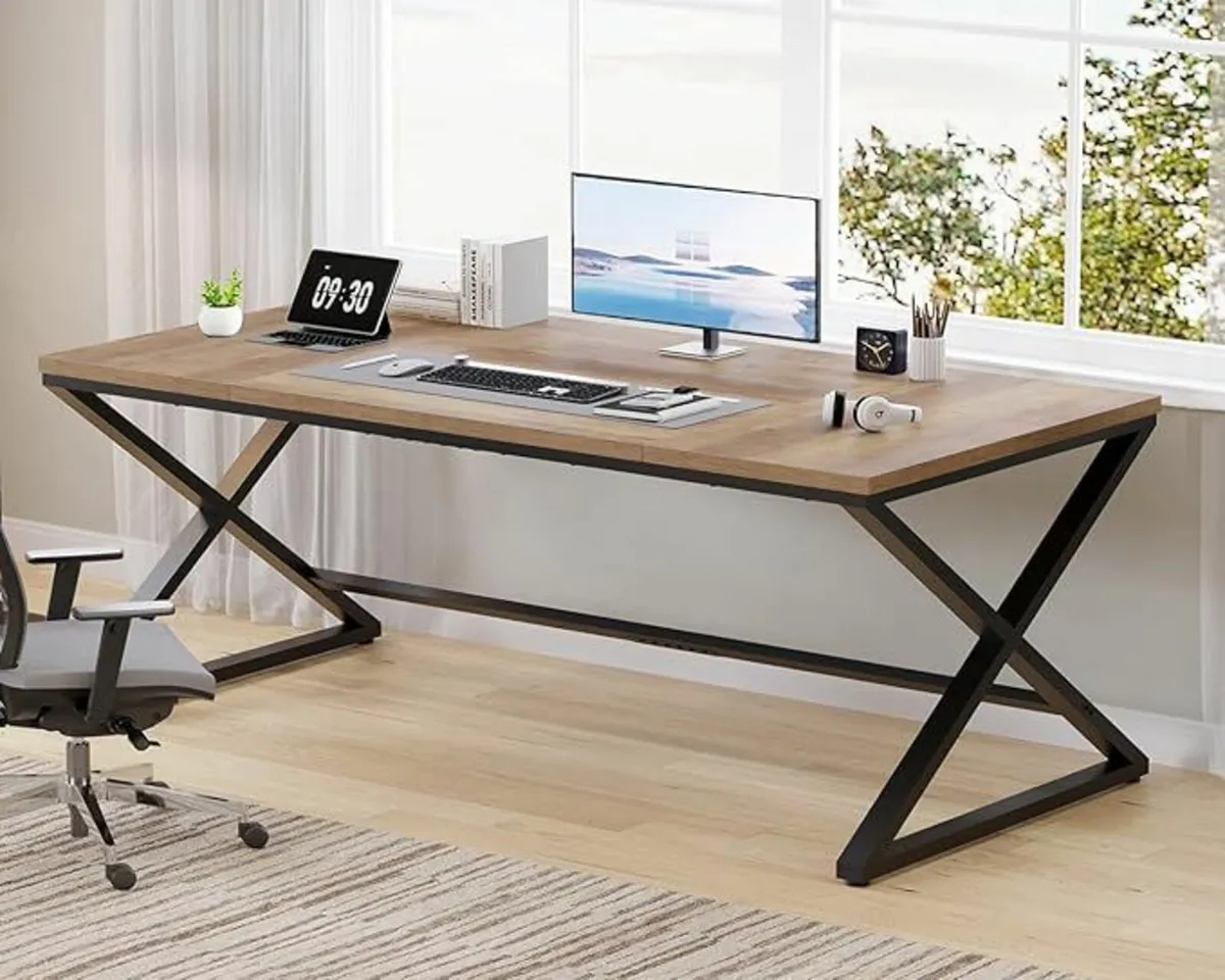 180cm Rustic Large Office Long Wide Computer Desk - Image 2