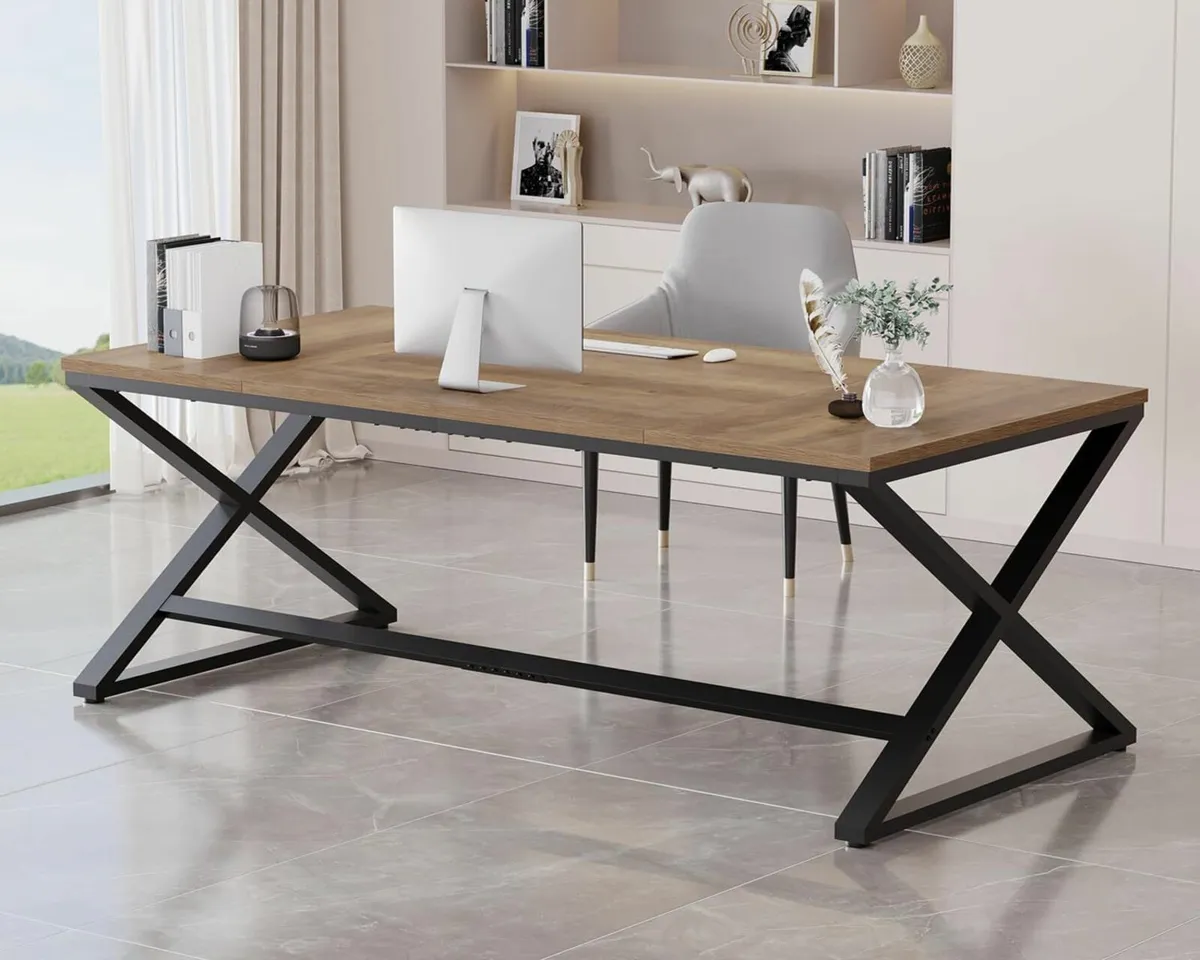 180cm Rustic Large Office Long Wide Computer Desk - Image 3