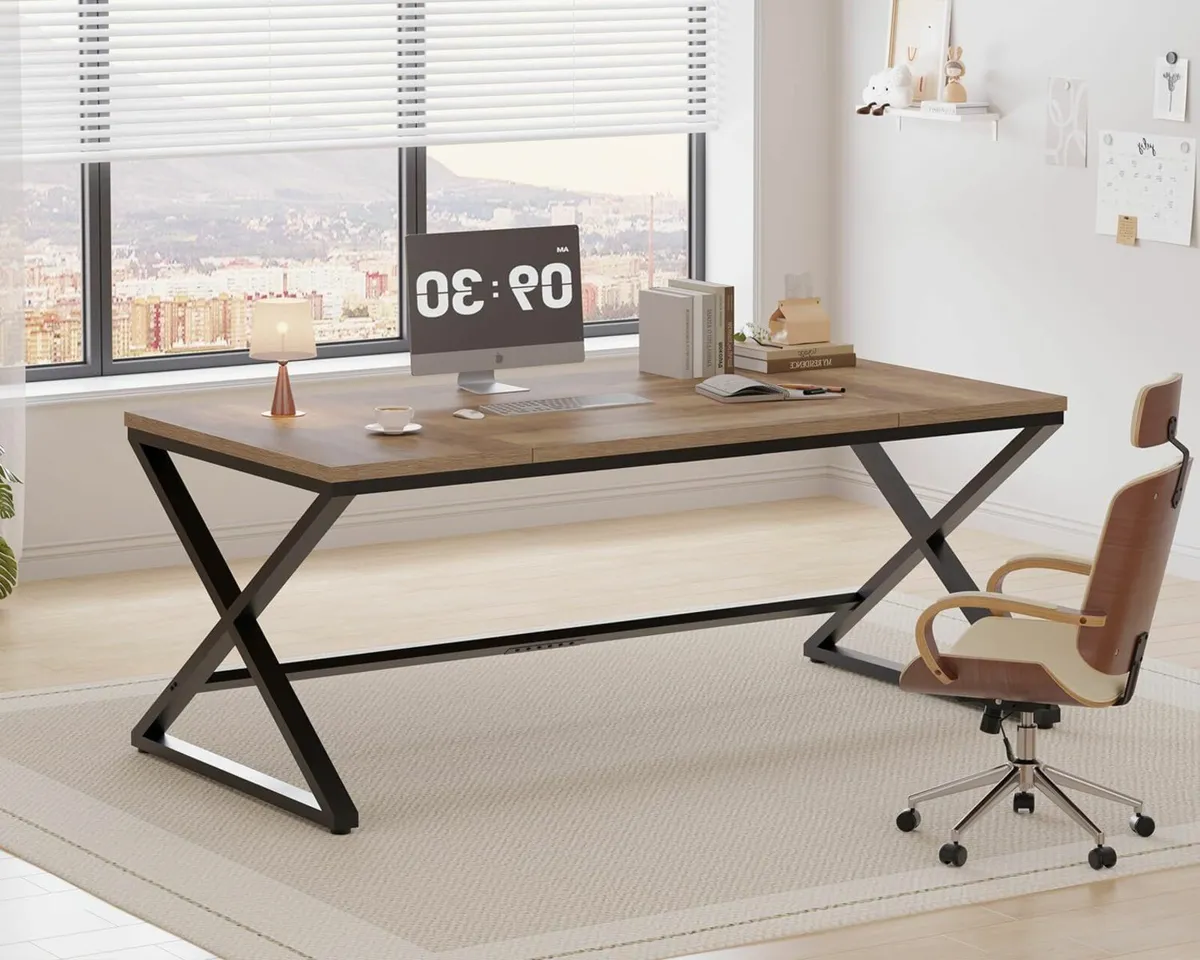 180cm Rustic Large Office Long Wide Computer Desk - Image 1