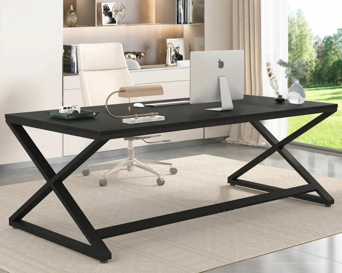 180cm Large Black Desk Computer Table Office - Image 1