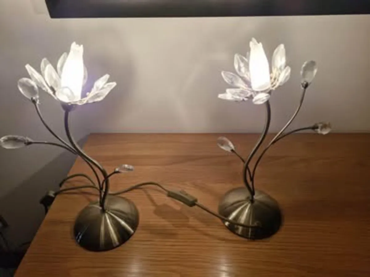 Pair of champagne crystal lamps - Image 3
