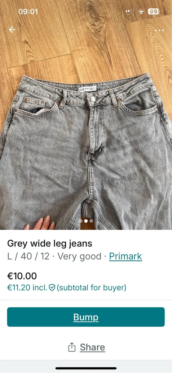 grey wide leg jeans - Image 2