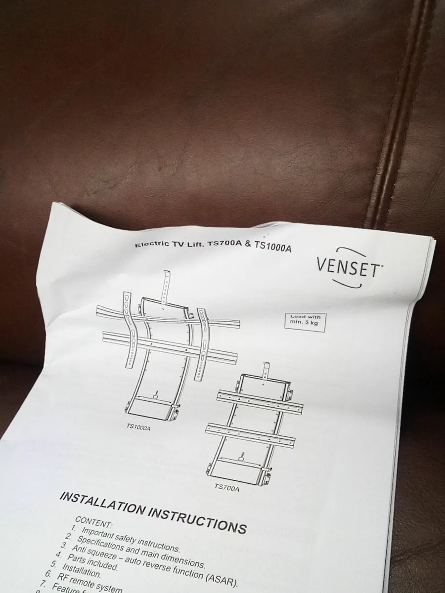 electric tv lift  "VENSET TS1000A " with remote, - Image 2