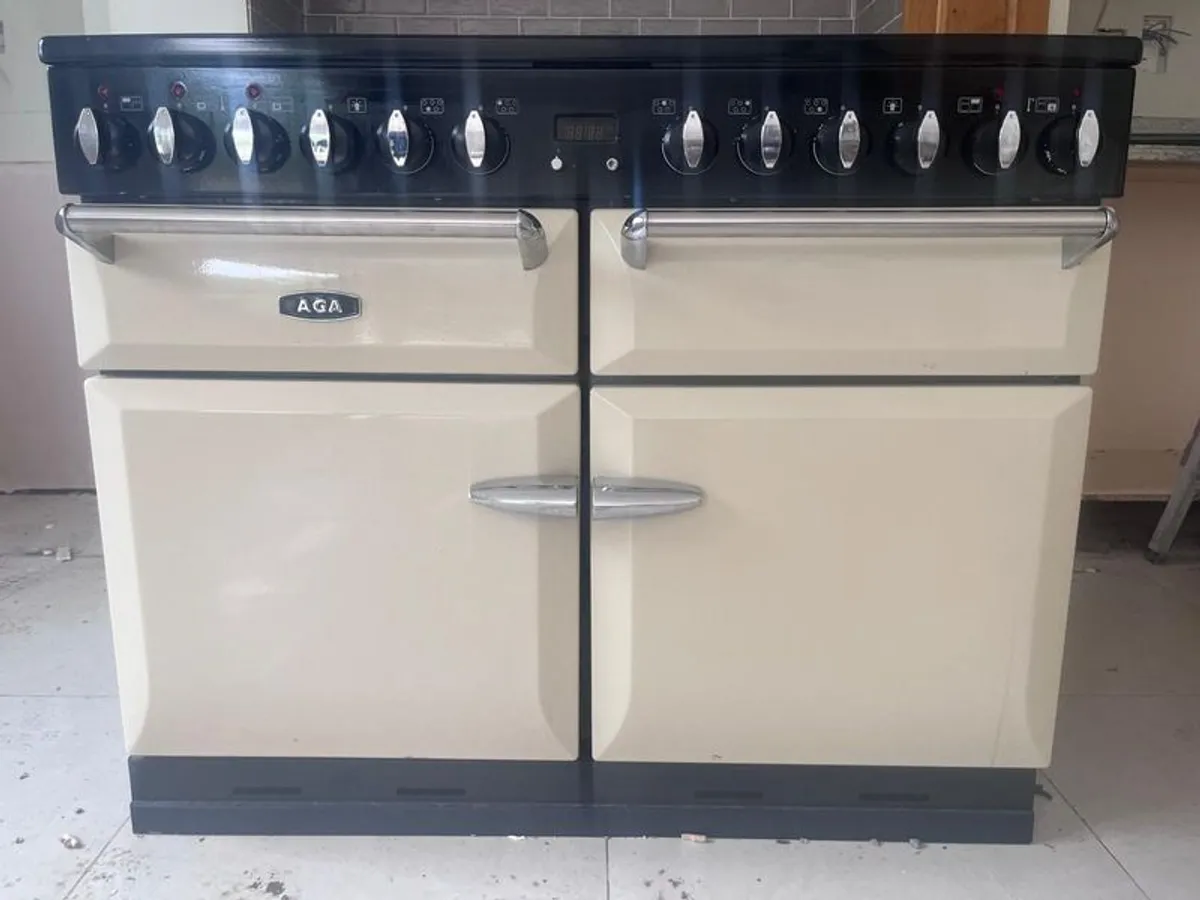 AGA Masterchef electric range cooker in cream with induction cooktop - Image 1