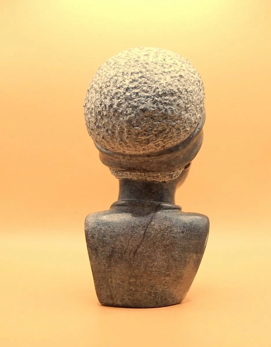 Small Carved African Soapstone Bust of Female - Image 3