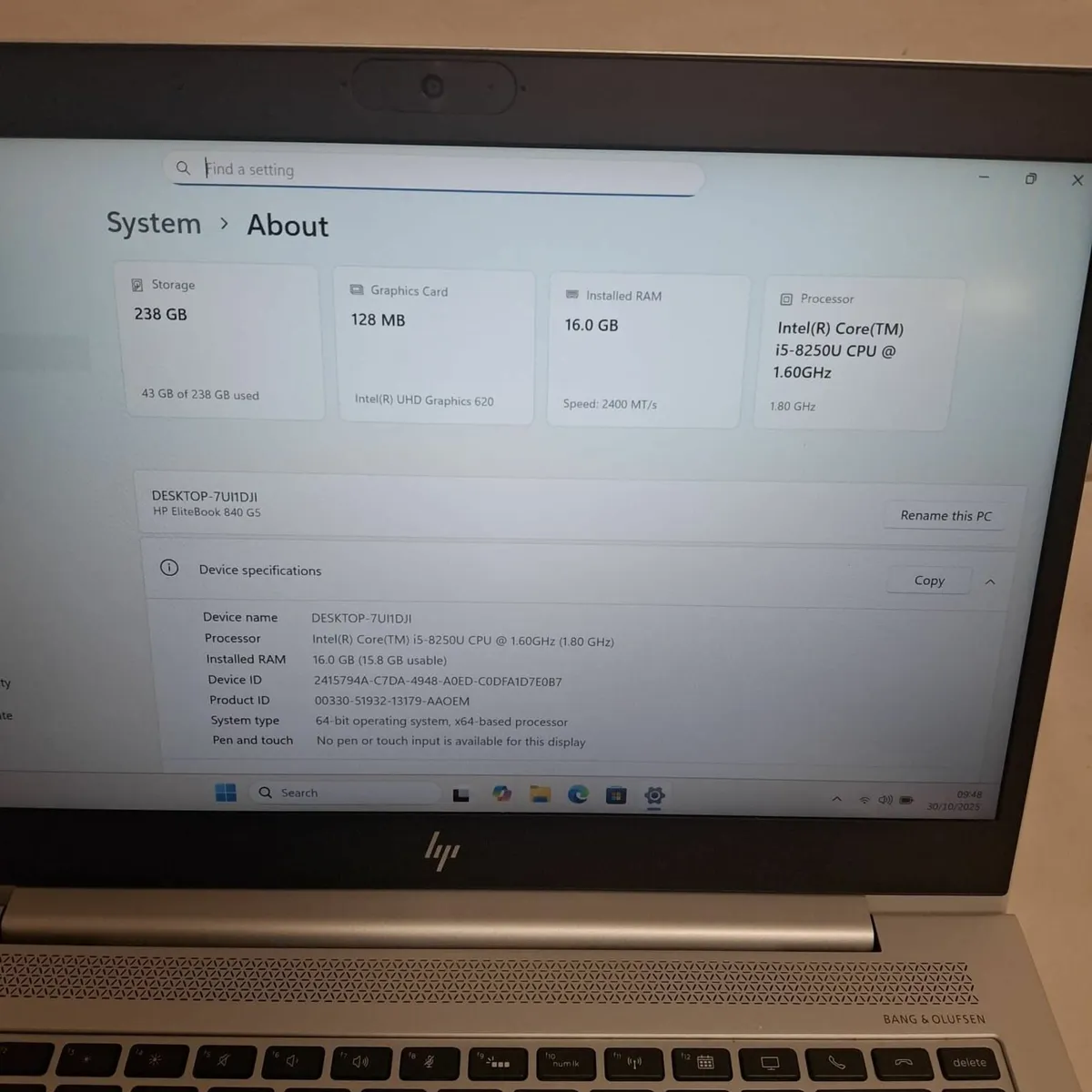 HP EliteBook 840 G5 i5 8th Gen | 16GB RAM | 256GB - Image 3