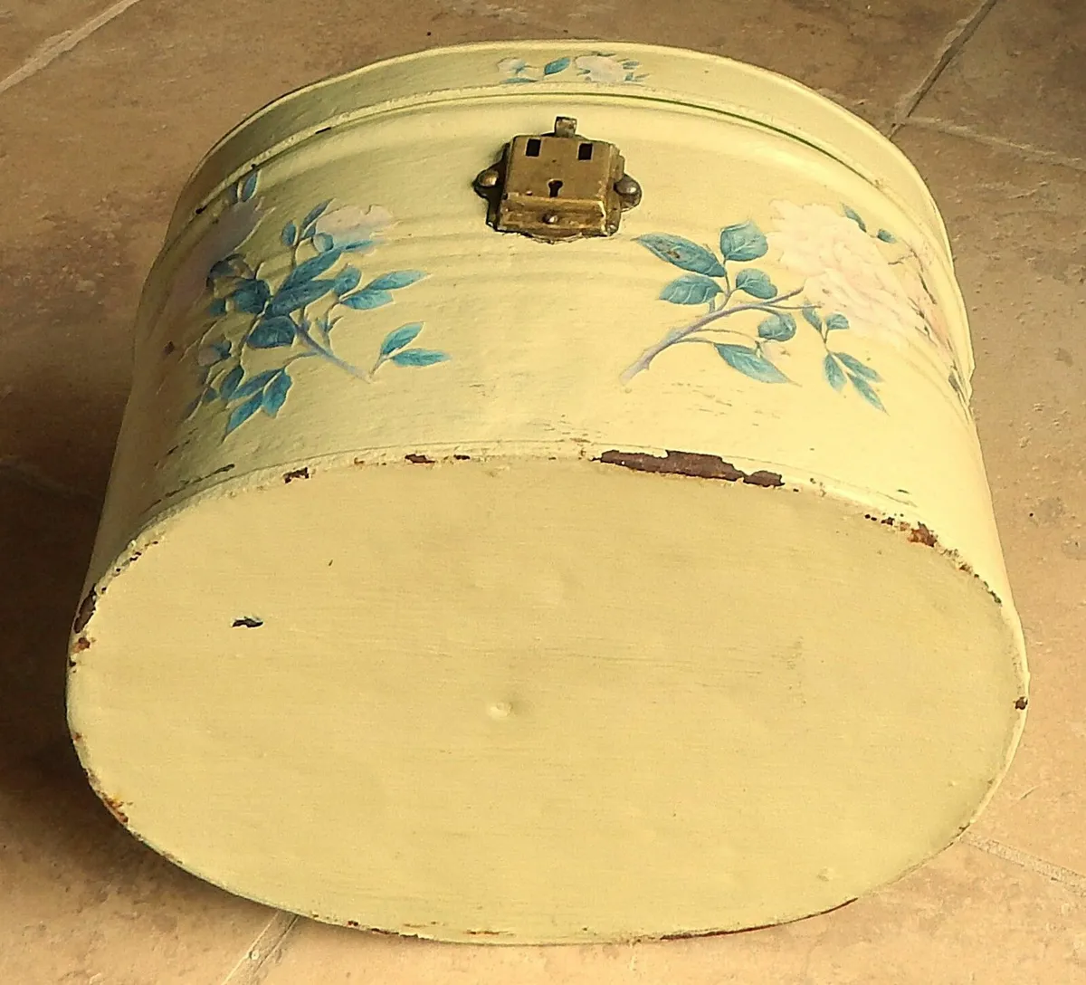 Vintage Hand Painted Metal Storage Bin - Image 3