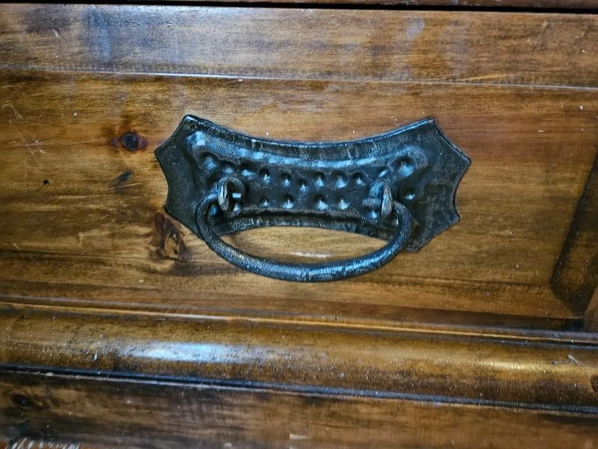 Impressive pair of antique solid wood armoires/ wardrobes, with option to take matching lockers. - Image 4