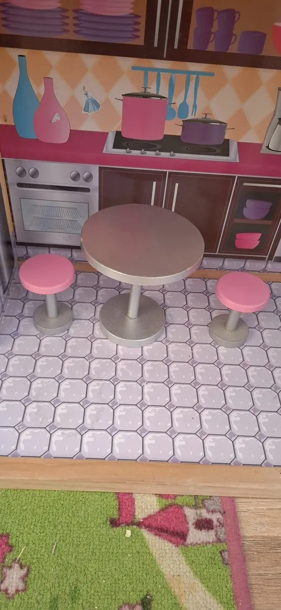 Wooden Pretend Play Dolls House with accessories - Image 3