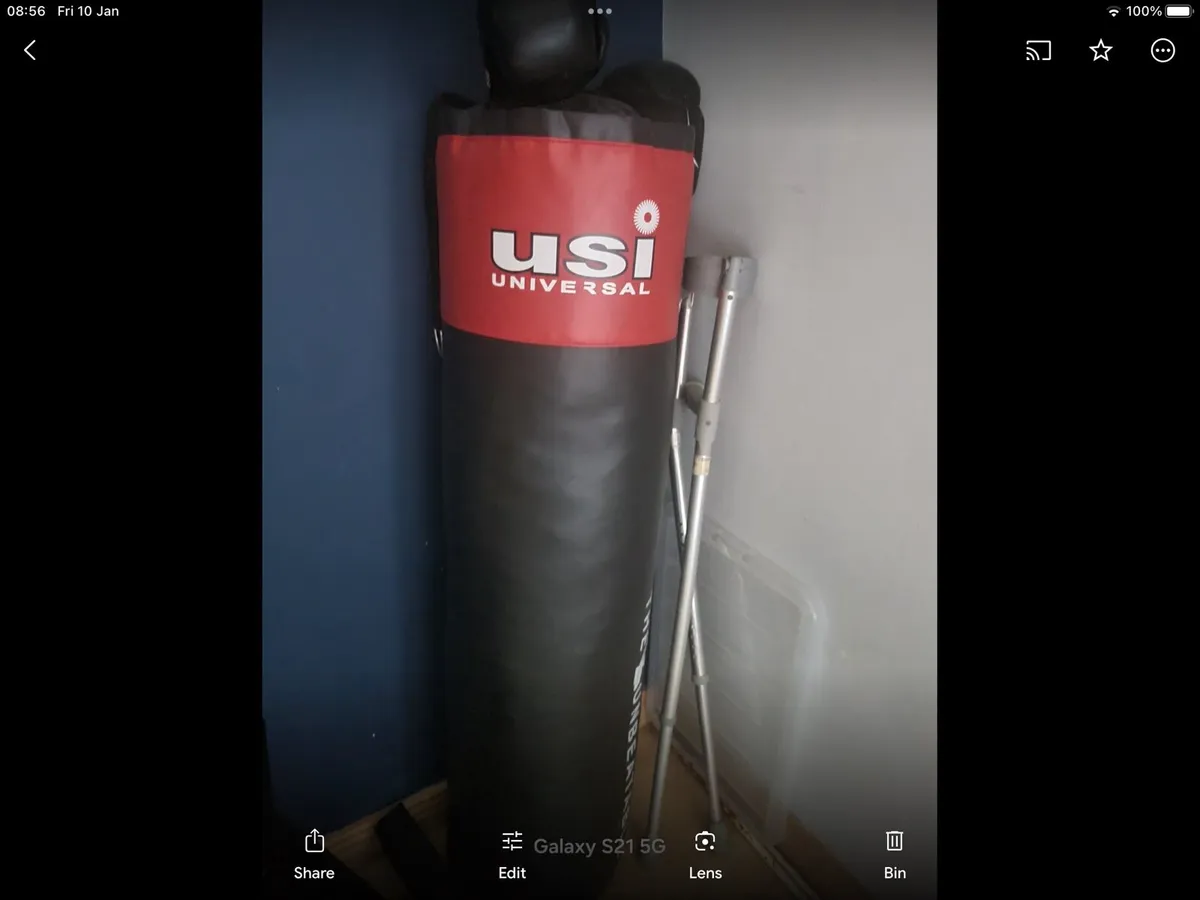 Boxing bag , gloves , wall mount - Image 1