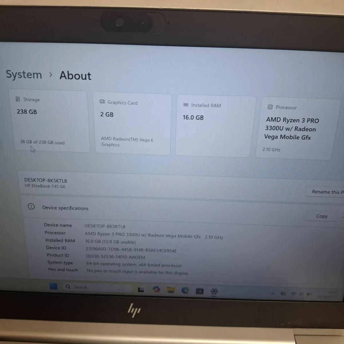 HP EliteBook 745 G6 Laptop AMD Ryzen 3 Pro 3300U R - Image 4