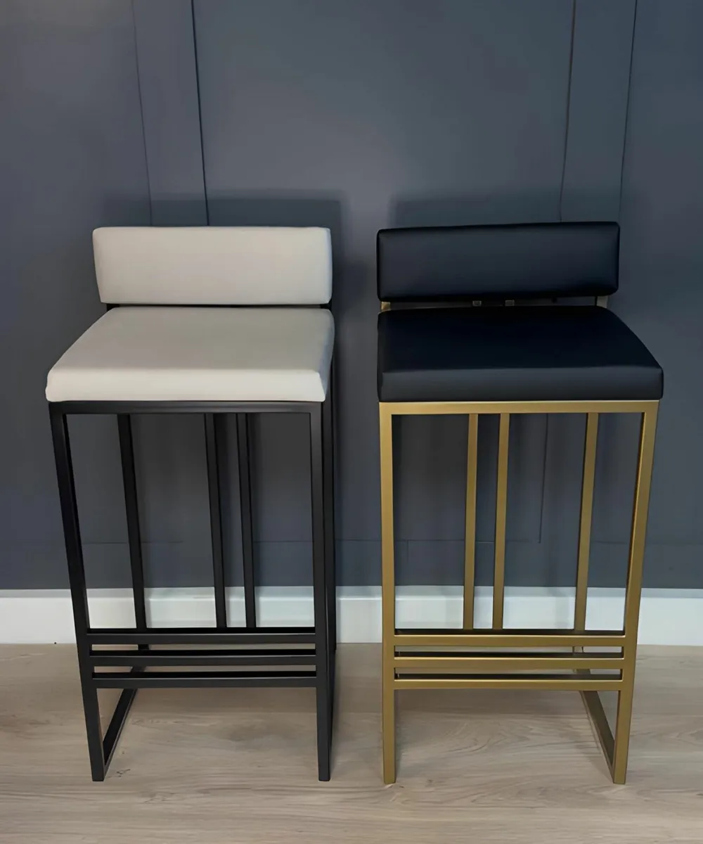 Luxury Irish Gold Bar Stool – Black Eco-Leather - Image 2