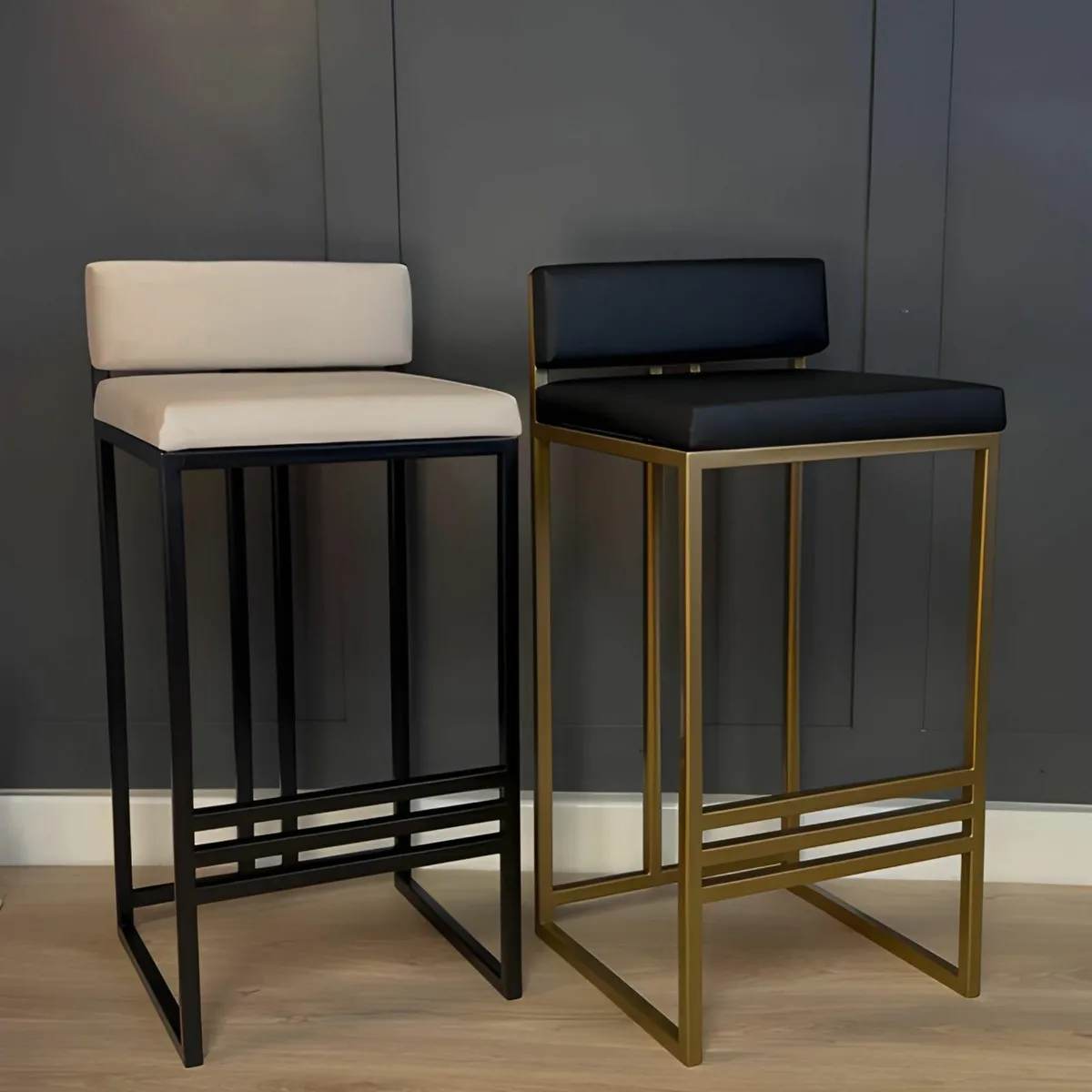 Luxury Irish Gold Bar Stool – Black Eco-Leather - Image 3