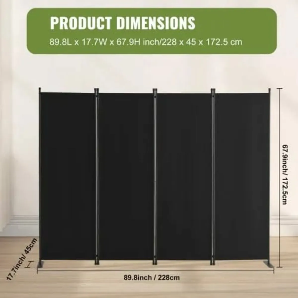 4 Panel Room Dividers and Folding Privacy Screens, - Image 2