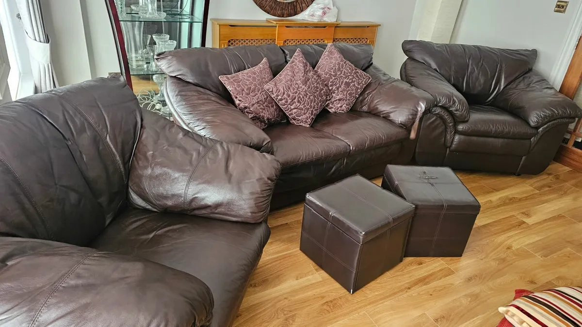3 piece leather furniture - Image 2
