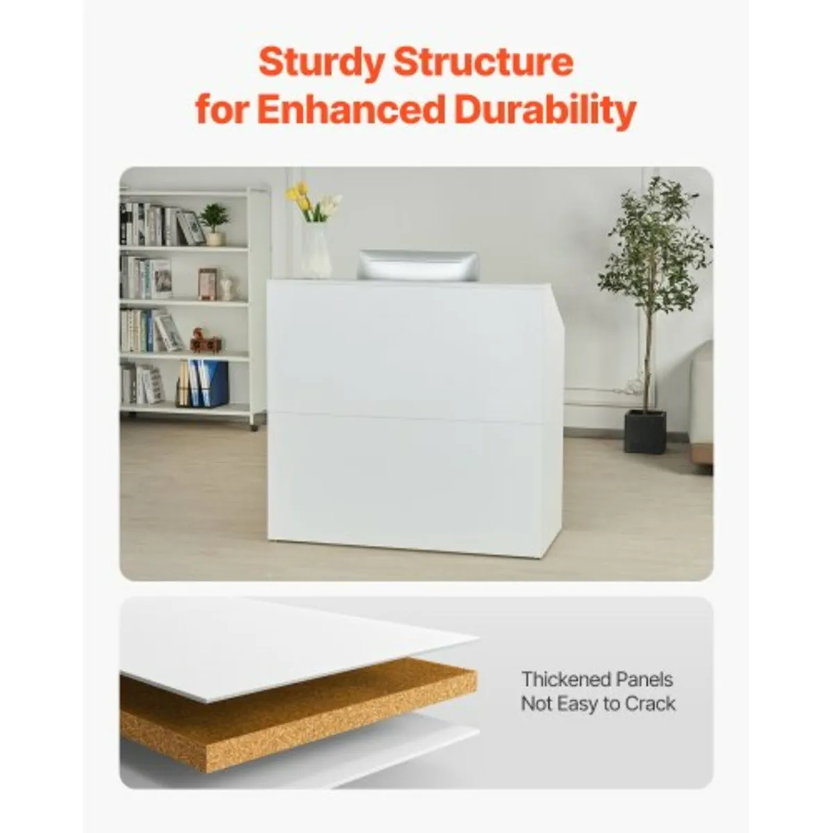 Reception Desk, 46.46 x 19.69 x 43.90 in Rectangul - Image 3