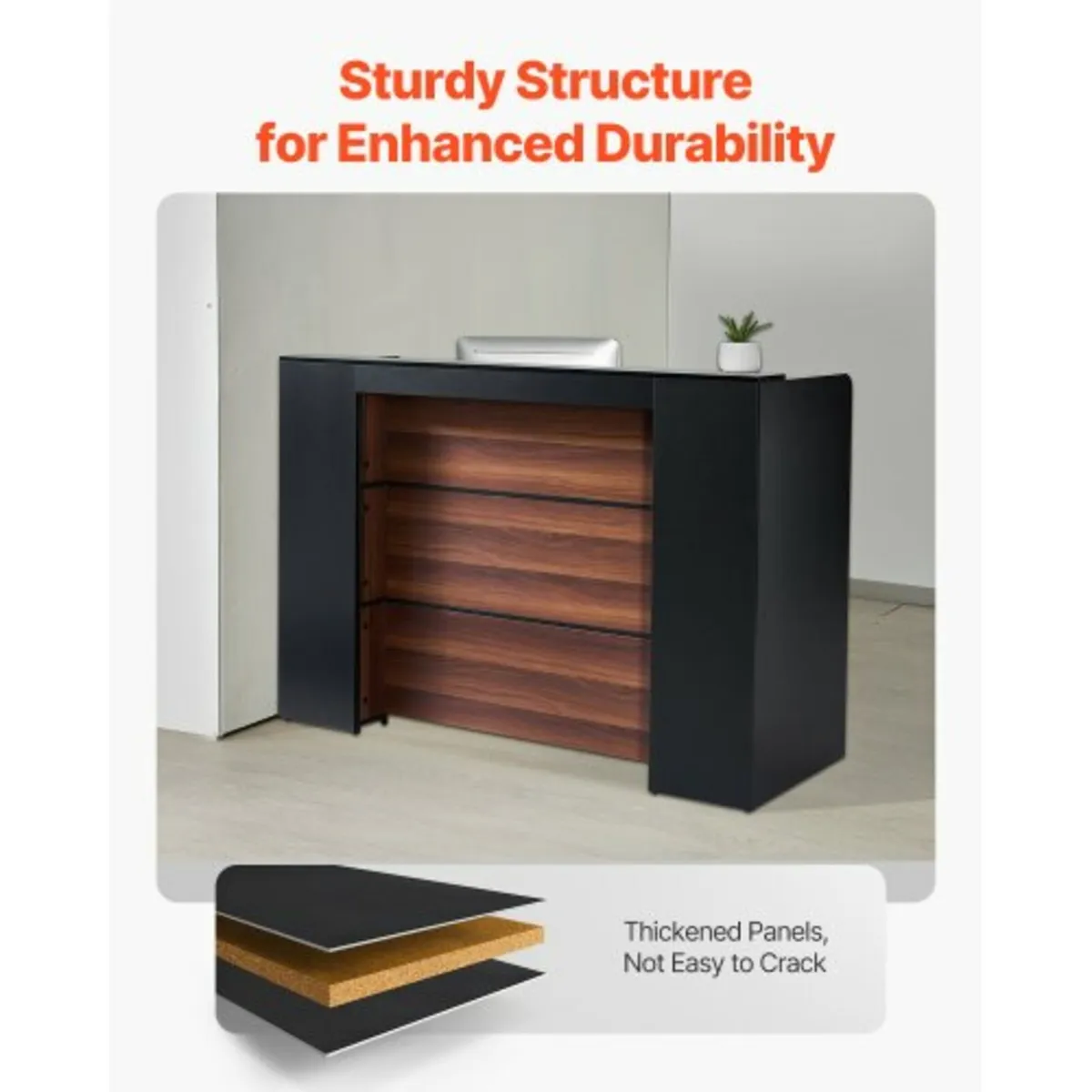 Reception Desk, 62.99 x 23.62 x 43.70 in Rectangul - Image 2