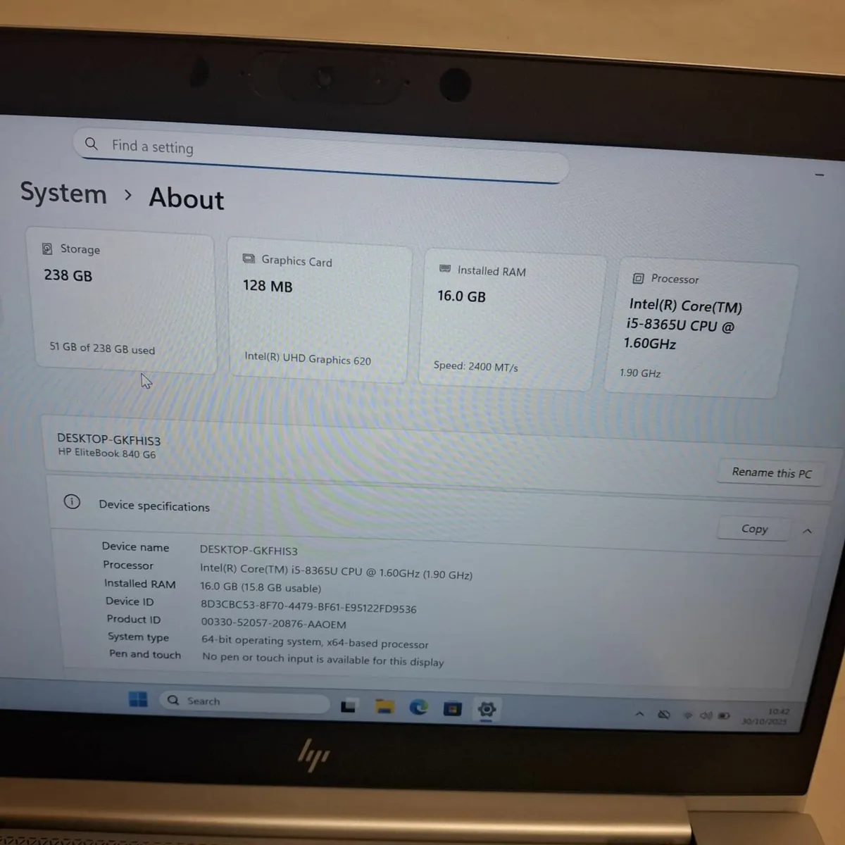 HP EliteBook 840 G6 i5 8th Gen | 16GB RAM | 256GB - Image 3