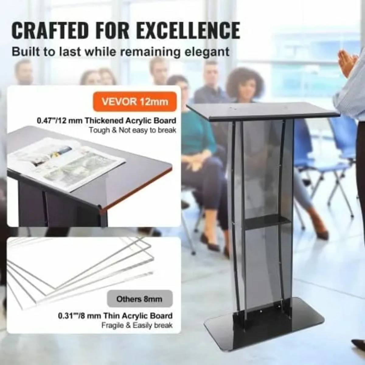 Acrylic Podium, 119 cm Tall, Acrylic Podium Stand - Image 3