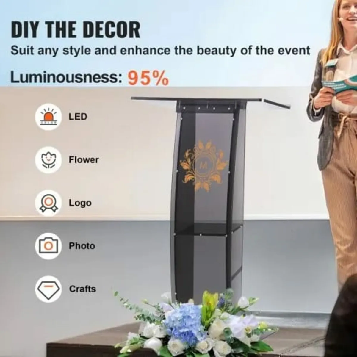 Acrylic Podium, 119 cm Tall, Acrylic Podium Stand - Image 4