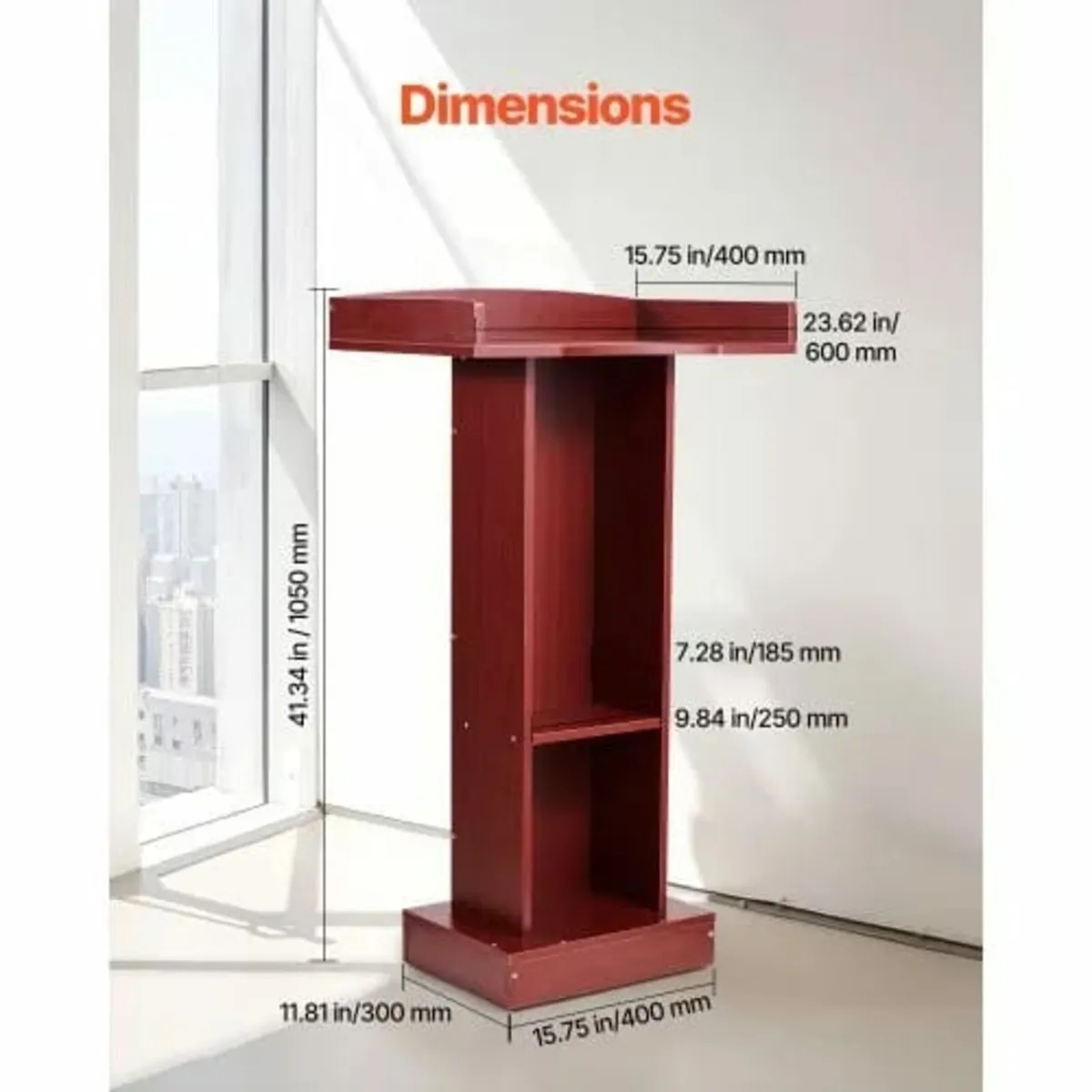 Podium Stand, 1040 mm Wooden Lectern, Laptop Desk - Image 3