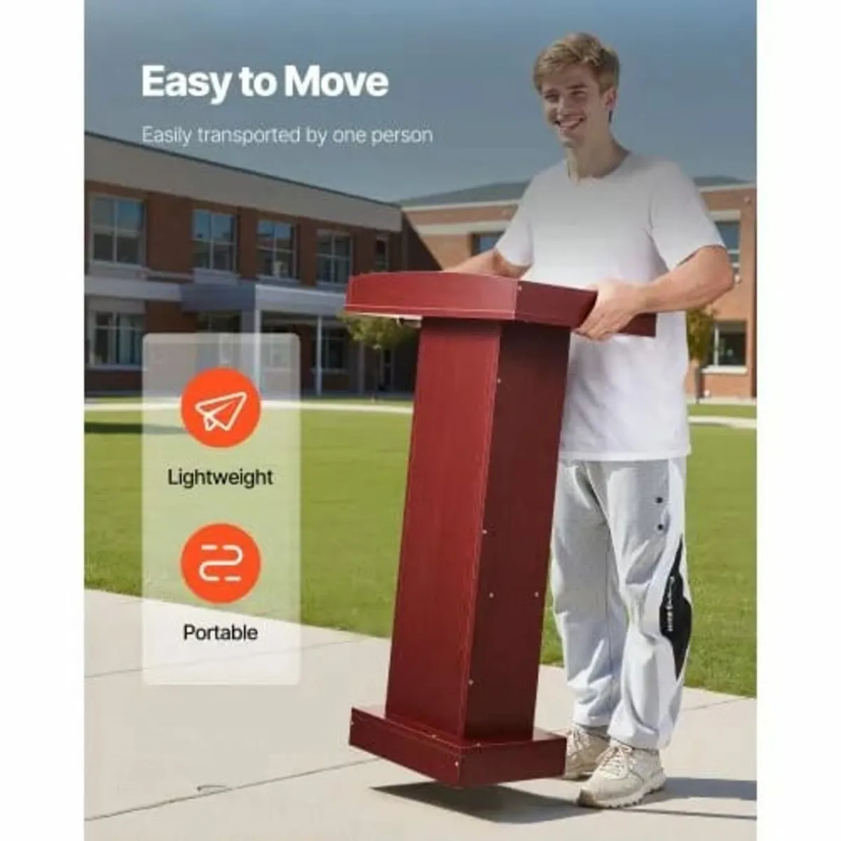 Podium Stand, 1040 mm Wooden Lectern, Laptop Desk - Image 4