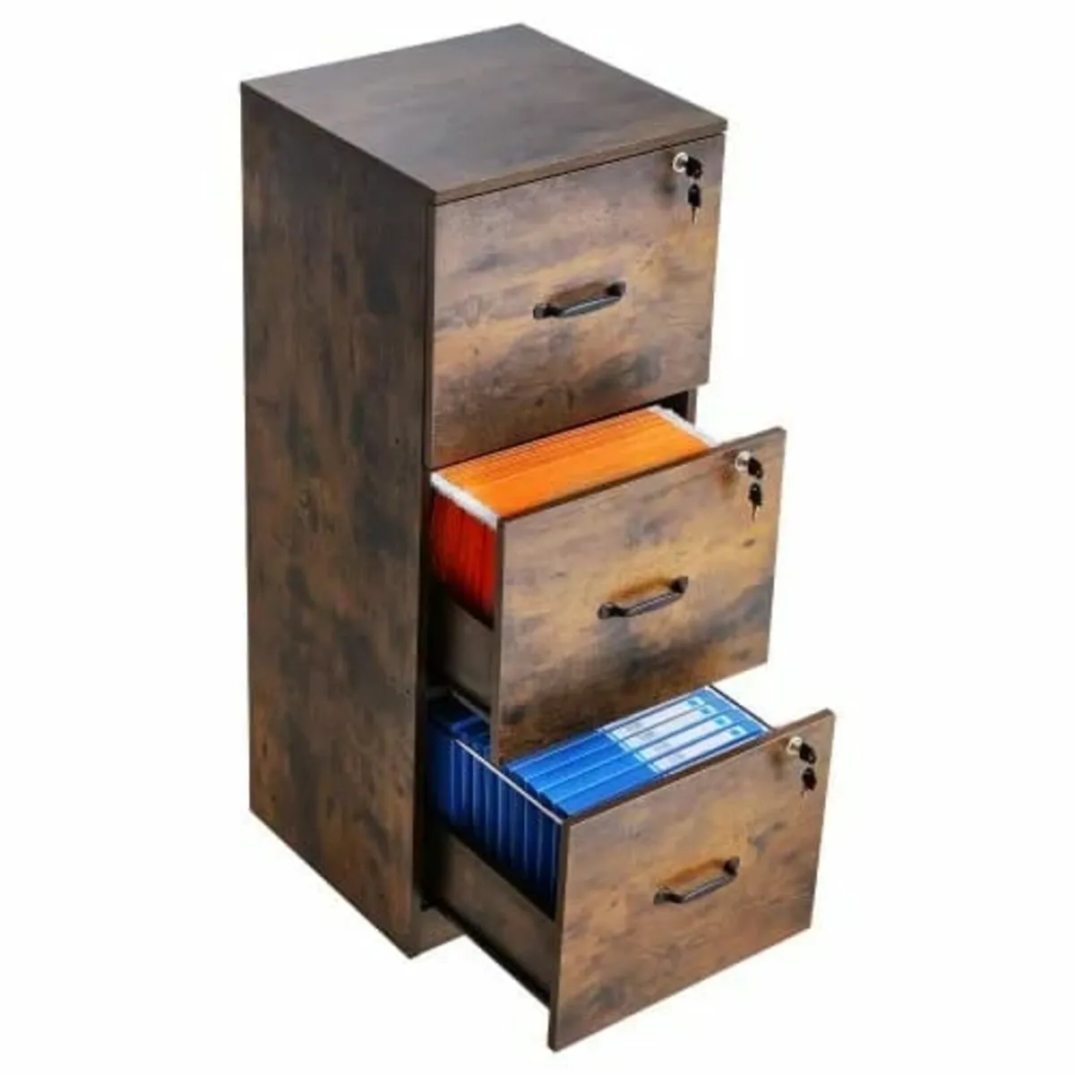 3 Drawer File Cabinet with Lock, Vertical Filing S - Image 1