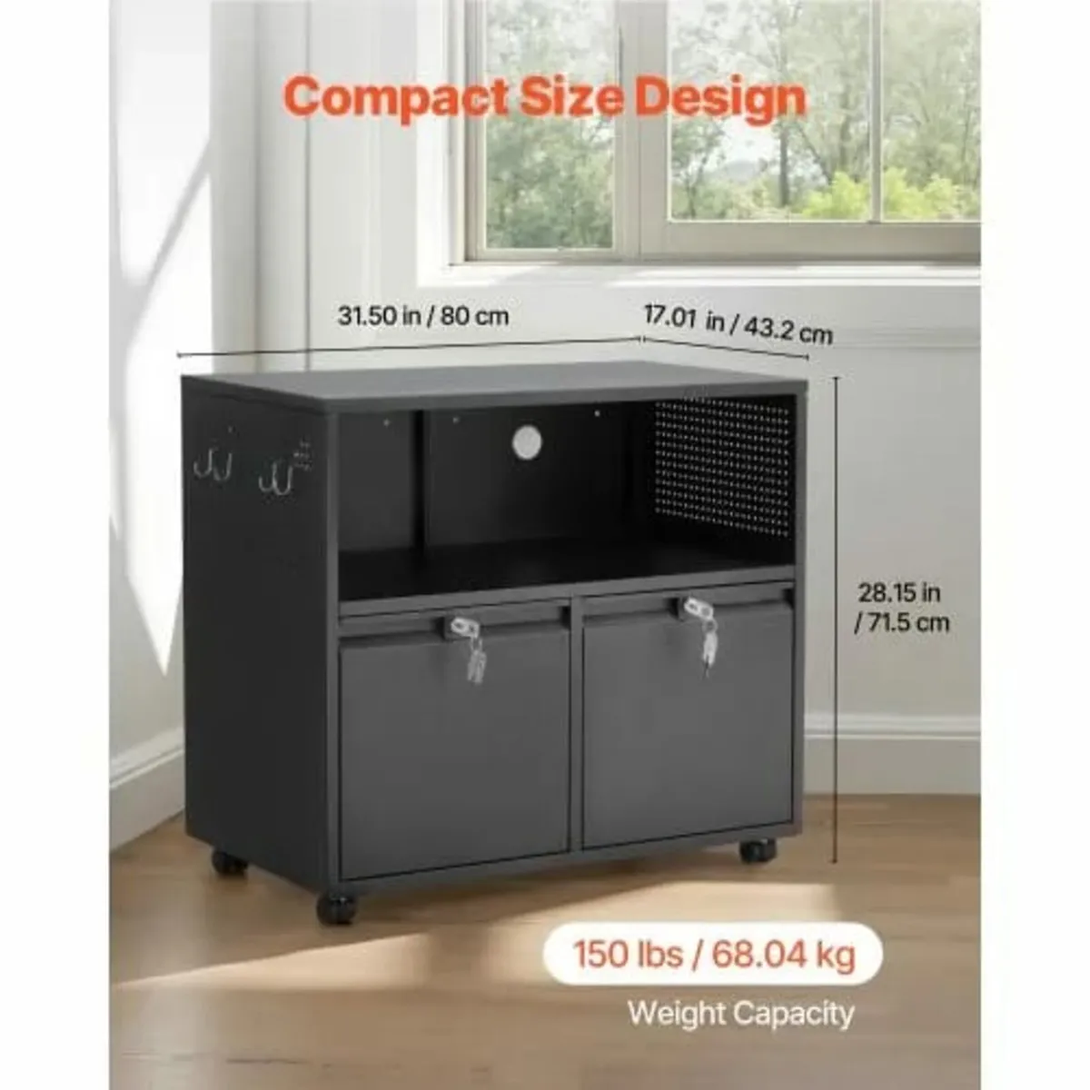 2 Drawers Metal File Cabinet, Lateral Filing Cabin - Image 2