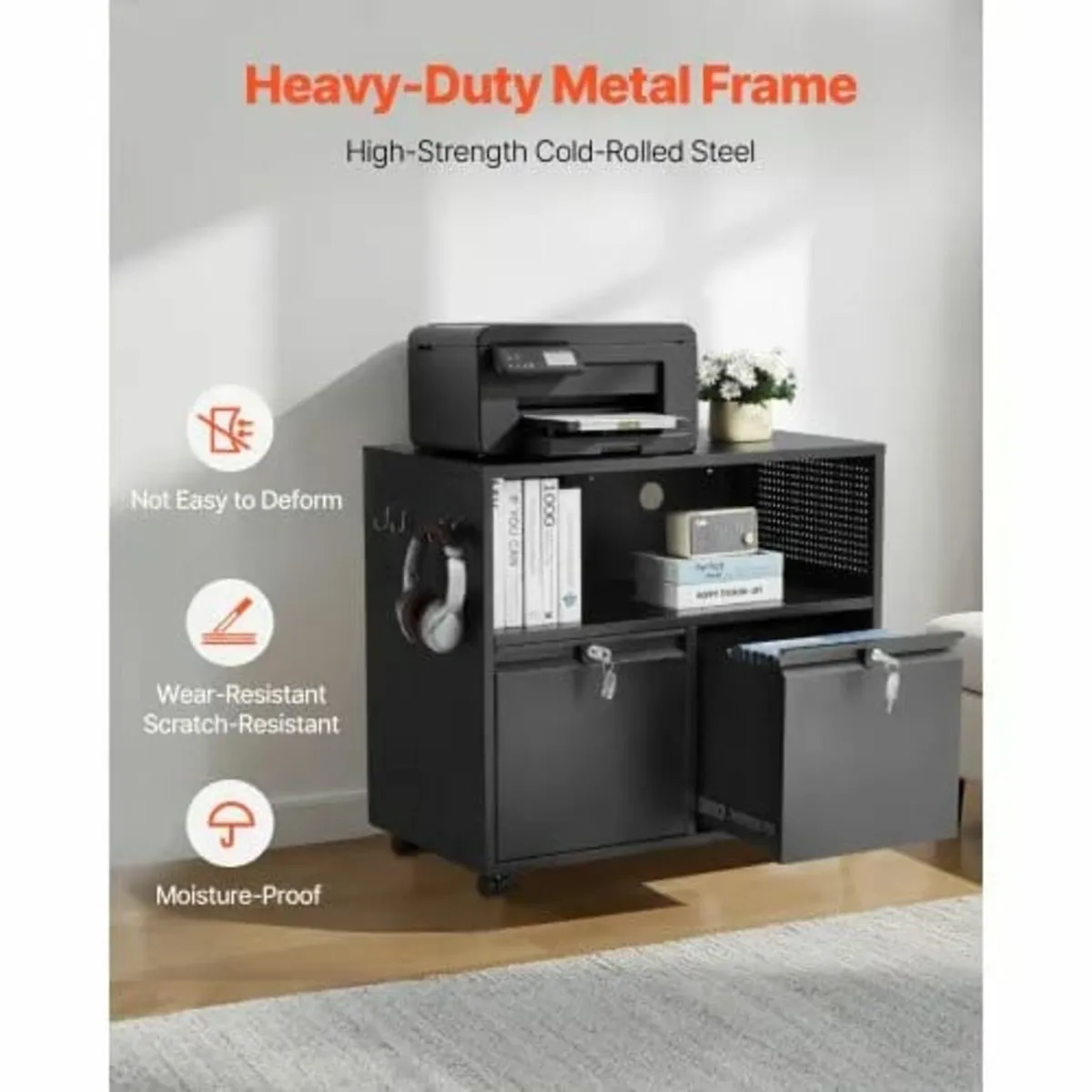 2 Drawers Metal File Cabinet, Lateral Filing Cabin - Image 4