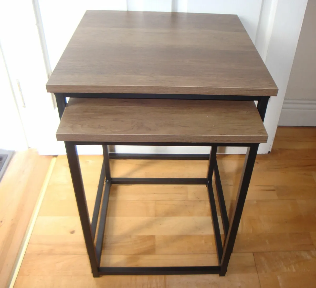 Nest of 2 side tables - black and rustic oak - NEW - Image 1