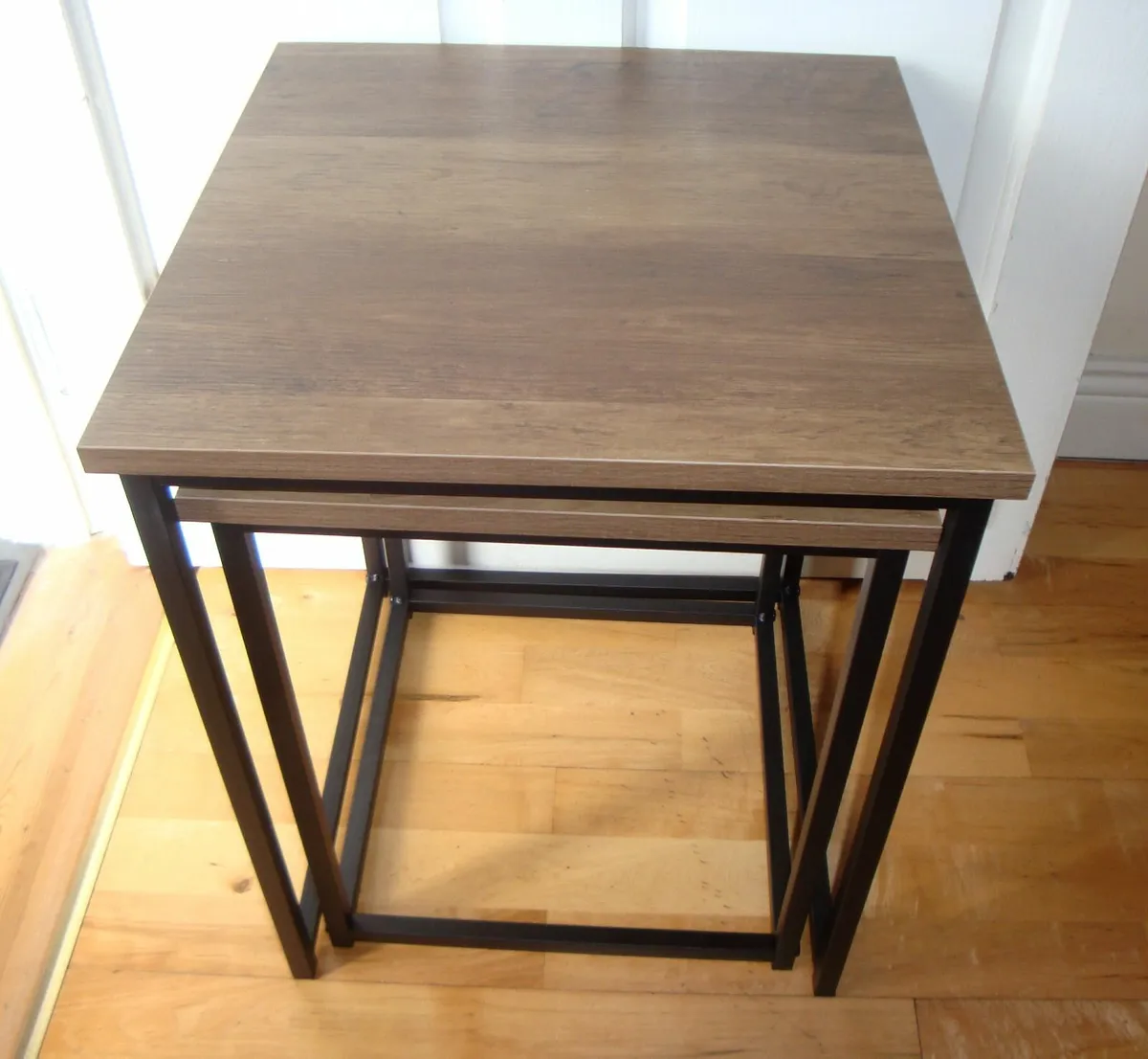 Nest of 2 side tables - black and rustic oak - NEW - Image 2