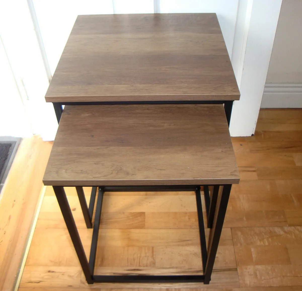 Nest of 2 side tables - black and rustic oak - NEW - Image 4