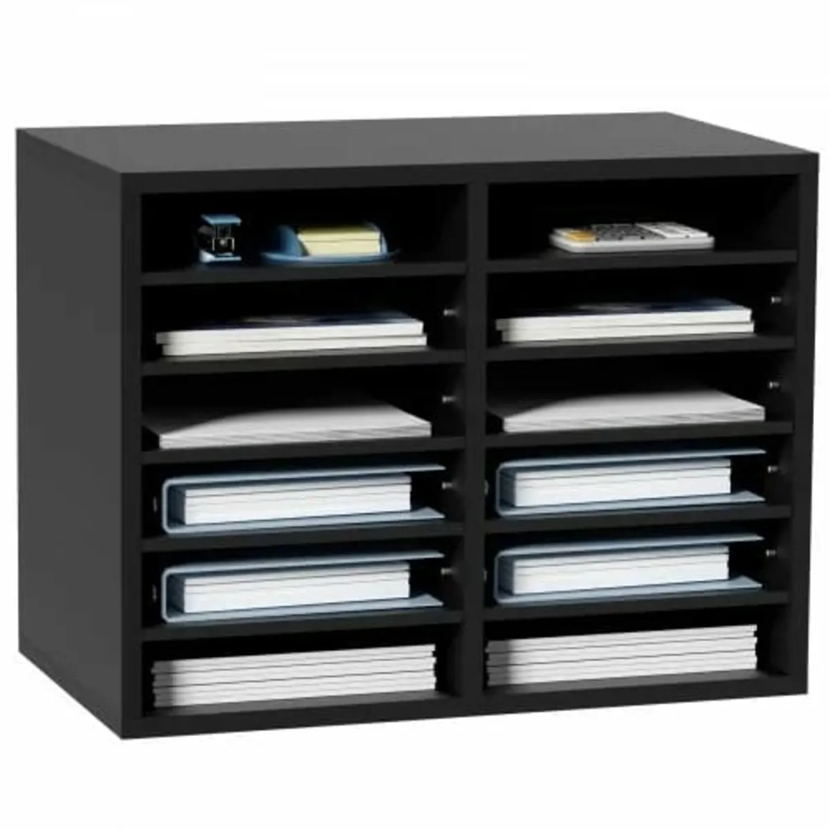 Wood Literature Organizer, 12 Compartments, File S - Image 1