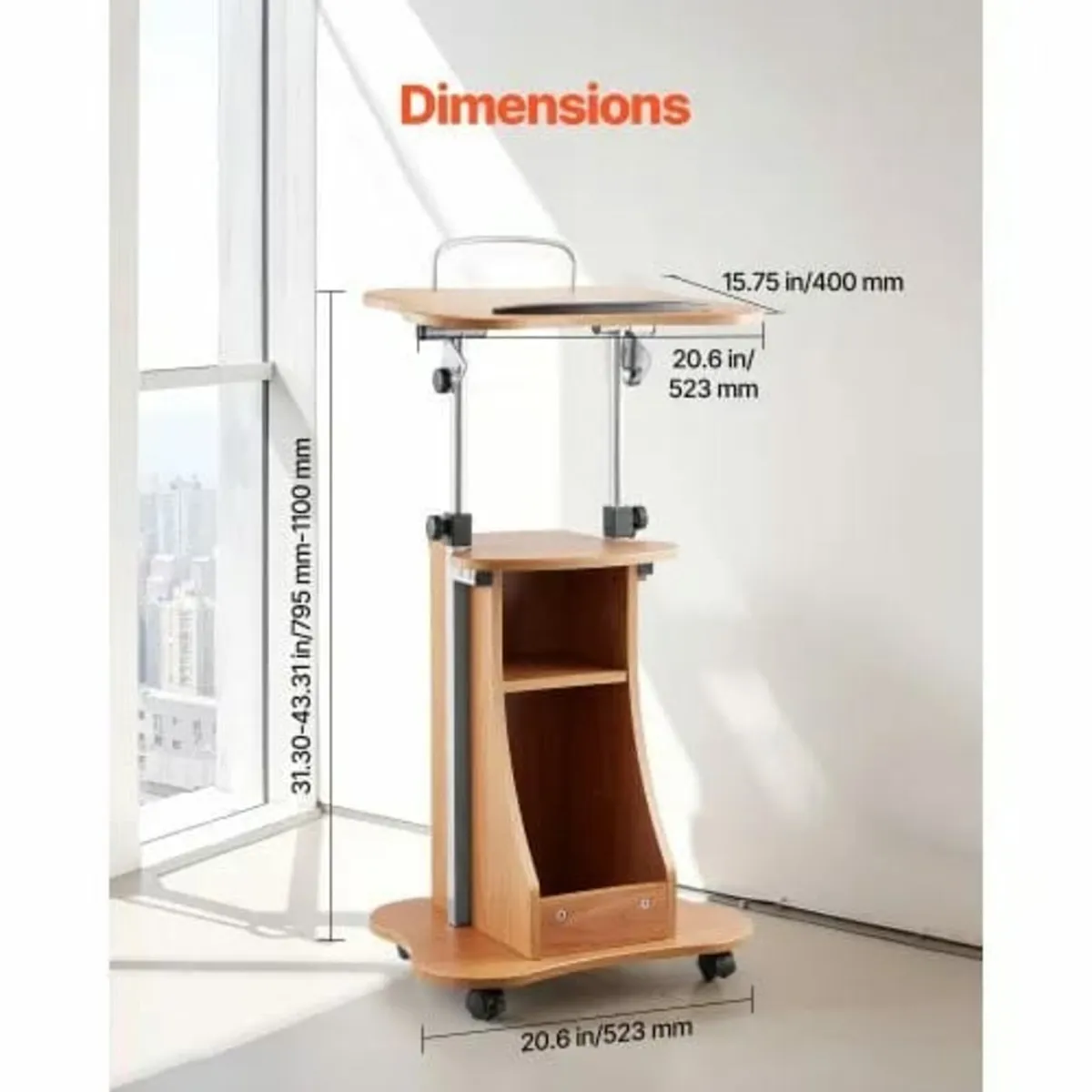 Podium Stand, 1100 mm Wooden Lectern, Portable Lap - Image 2